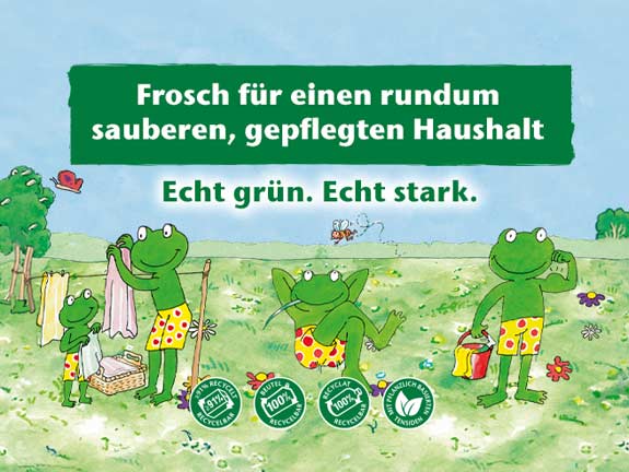 Flower meadow with frog and product claims