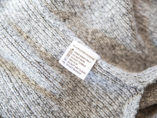 Care label on a wool garment